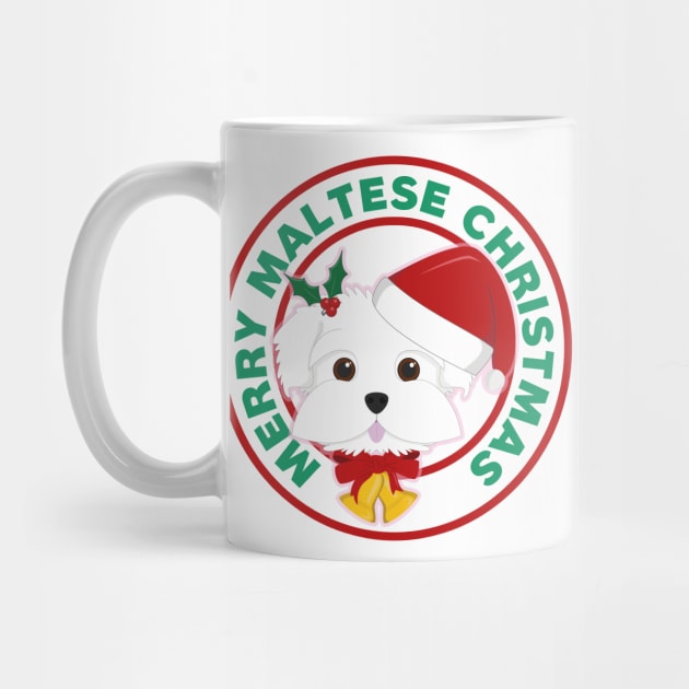 Merry Christmas Maltese Dog by CafePretzel